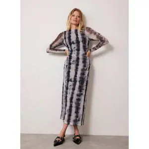 Mint Velvet Grey Mesh Abstract Print Midi Dress